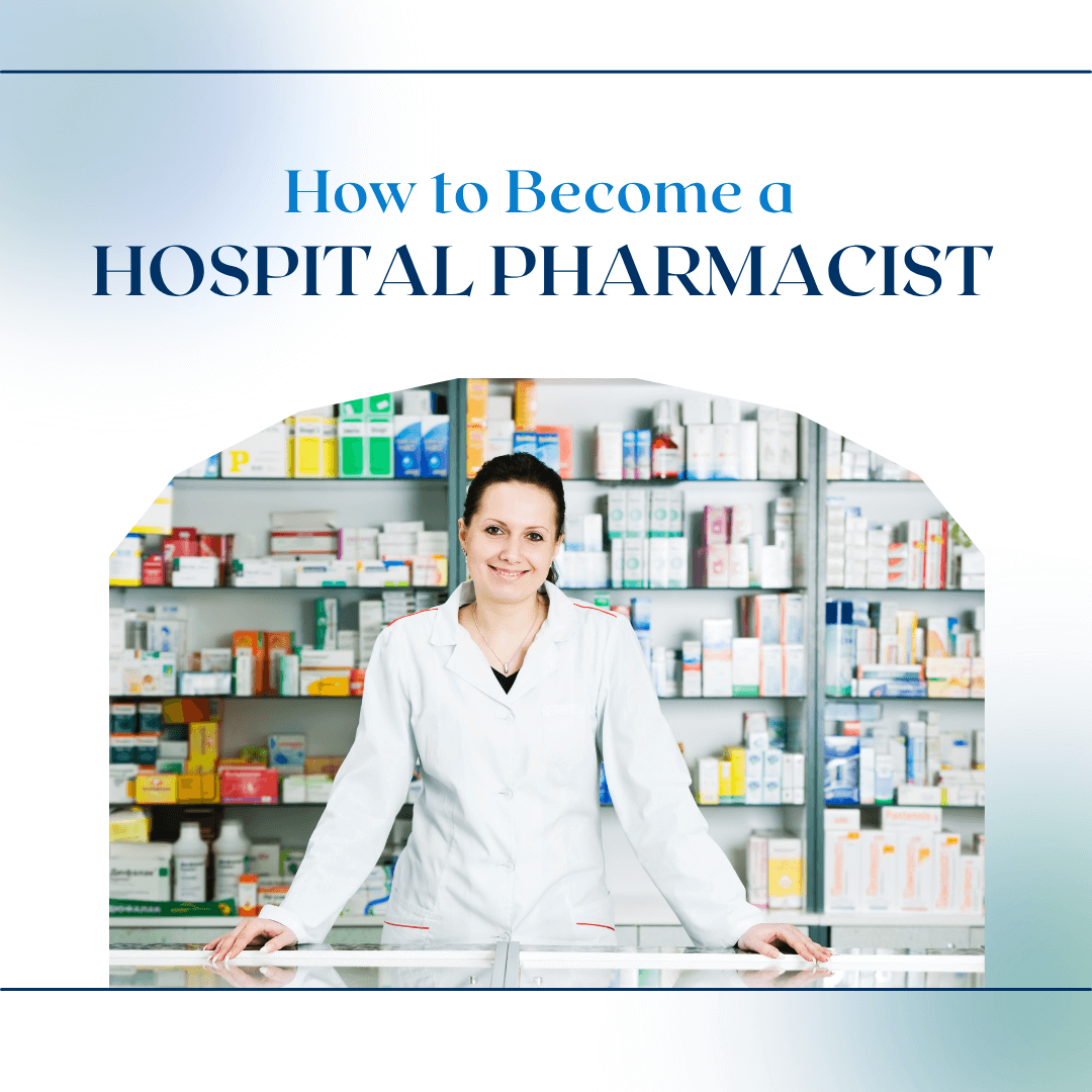 A Hospital Pharmacist is standing with a smile in a Hospital Pharmacy